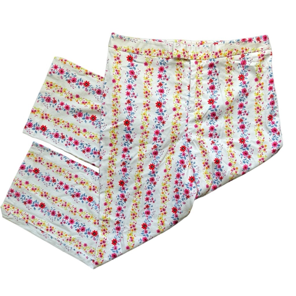 Madison Studio White Floral Crop Pants Cotton 6